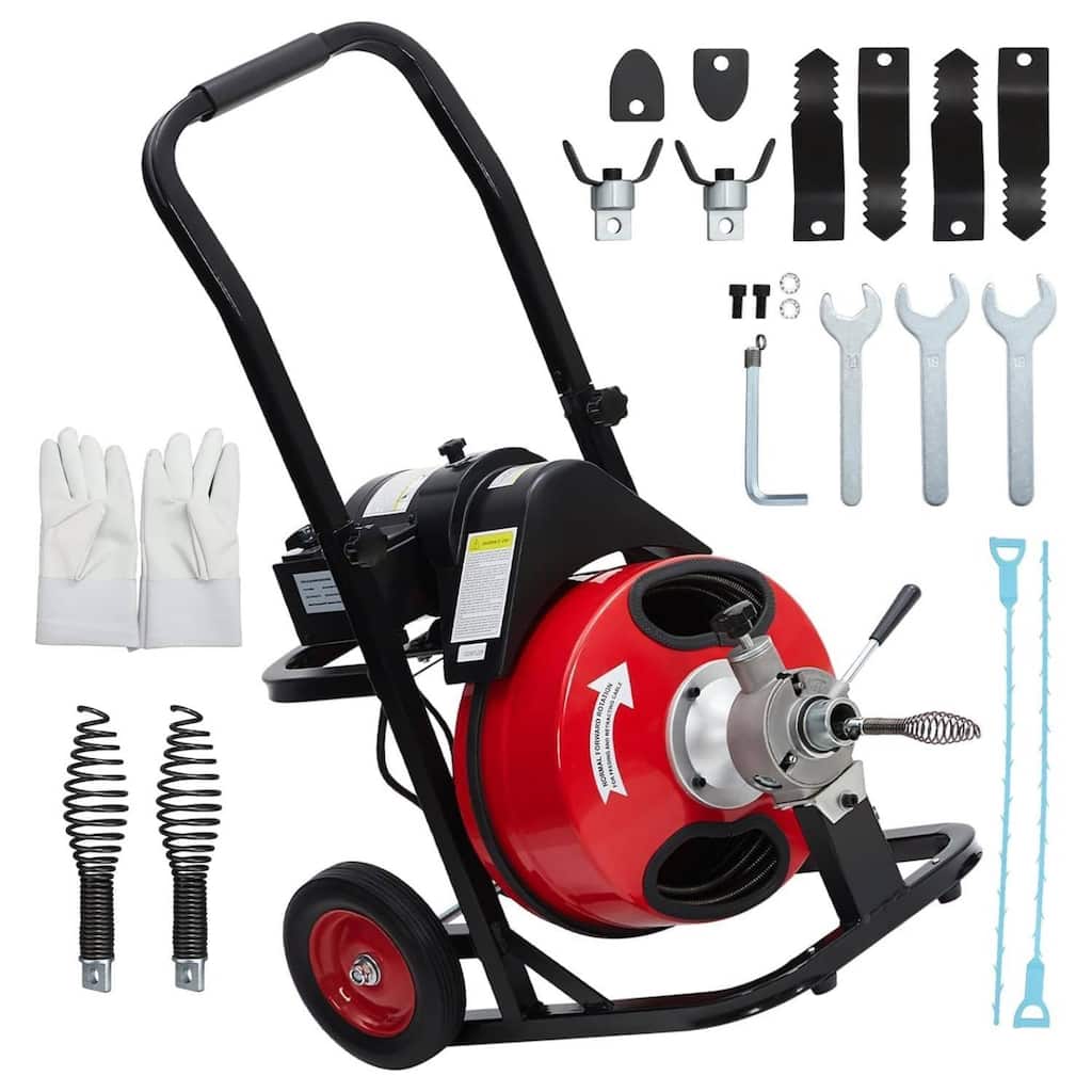 75 FT x 1/2 Inch Portable Drain Snake with 250w Motor For 1 Inch to 4 Inch Pipes