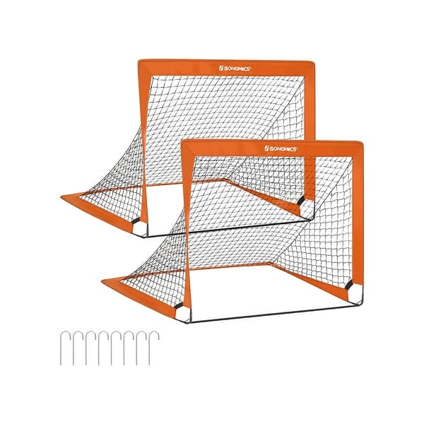 slide 2 of 14, Set of 2 Folding Children's Soccer Goal Orange - 47.2"L x 35.4"W x 35.4”H Orange