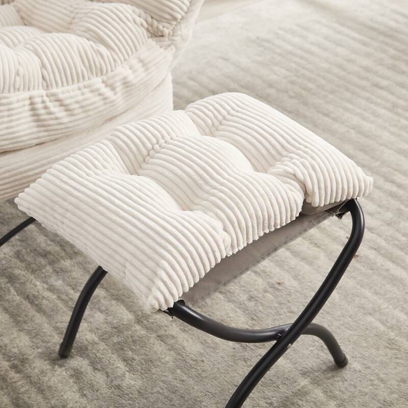 Rattan Rocking Chair Recliner Chair With Padded Cushion