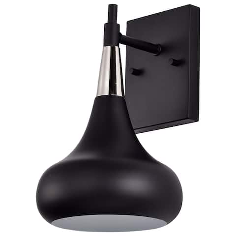 Phoenix 1 Light Wall Sconce Matte Black with Polished Nickel