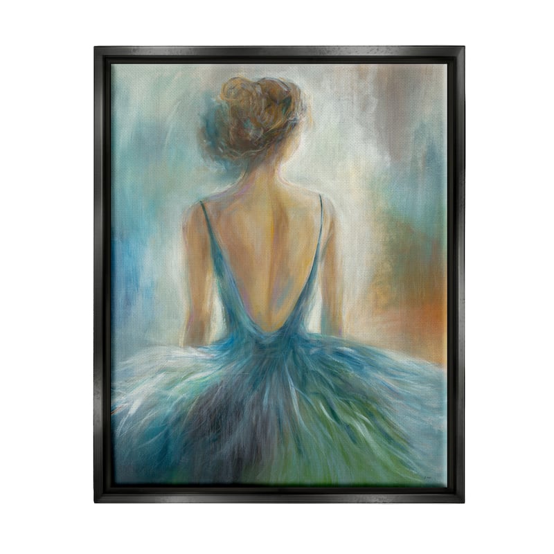 Stupell Ballet Girl Blue Orange Figure Painting Floater Frame - 16 x 20 - Black