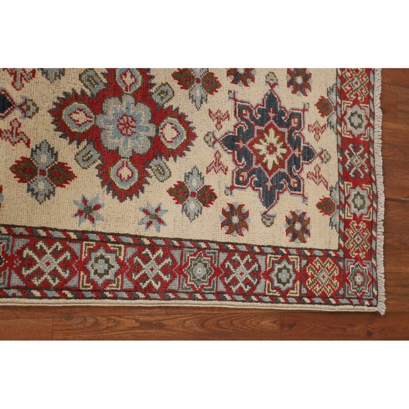 Geometric Kazak Oriental Runner Rug Hand-Knotted Hallway Wool Carpet - 2'0" x 5'10"