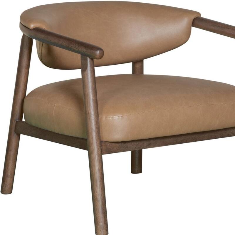 HomeRoots 33" Brown and Dark Brown Faux Leather And Wood Arm Chair - 33.00 in. x 34.00 in. x 30.00 in.