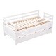 preview thumbnail 13 of 33, Elegant Low Loft Bed Twin Size with Trundle, Full Safety Fence, Climbing ladder and Storage Drawers, Solid & Sturdy, White