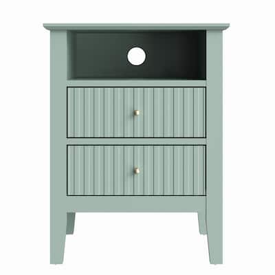 Modern Fluted Nightstand with 2 Drawers