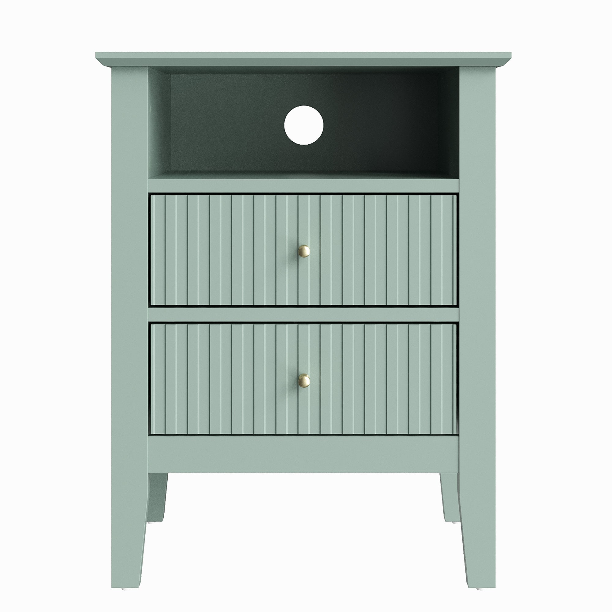 Modern Fluted Nightstand with 2 Drawers