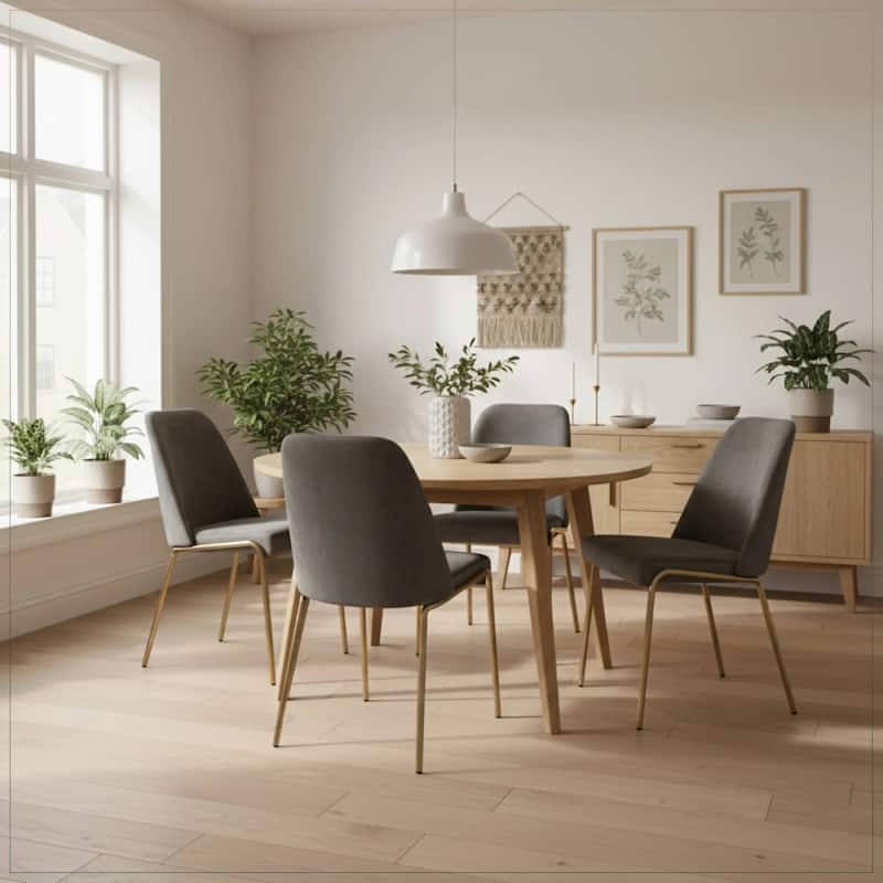 Lumen Modern Upholstered Kitchen Dining Chair with Gold Steel Legs Ergonomic Accent Chair