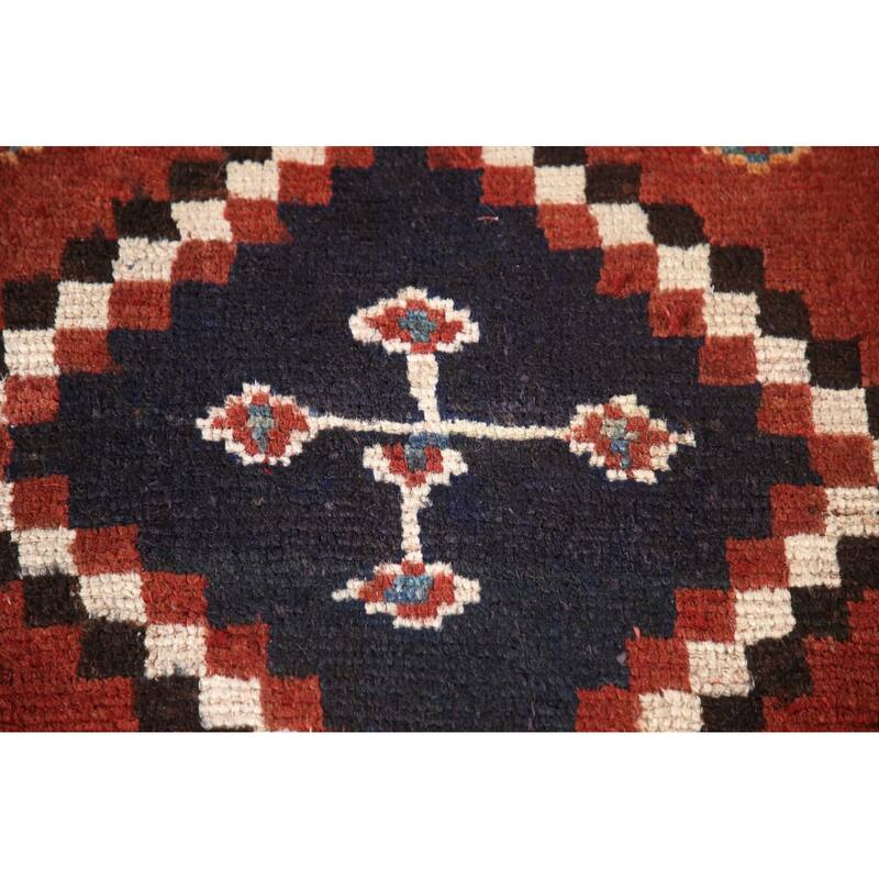 Orange Qashqai Persian Vintage Area Rug Handmade Wool Carpet - 3'3"x 6'1"