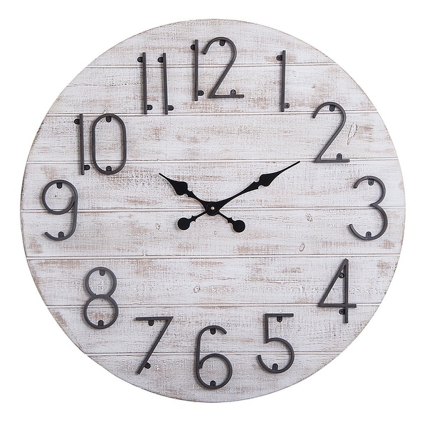 Oversized Round Wall Clock -28" In Grey Wood finish. Opens flyout.
