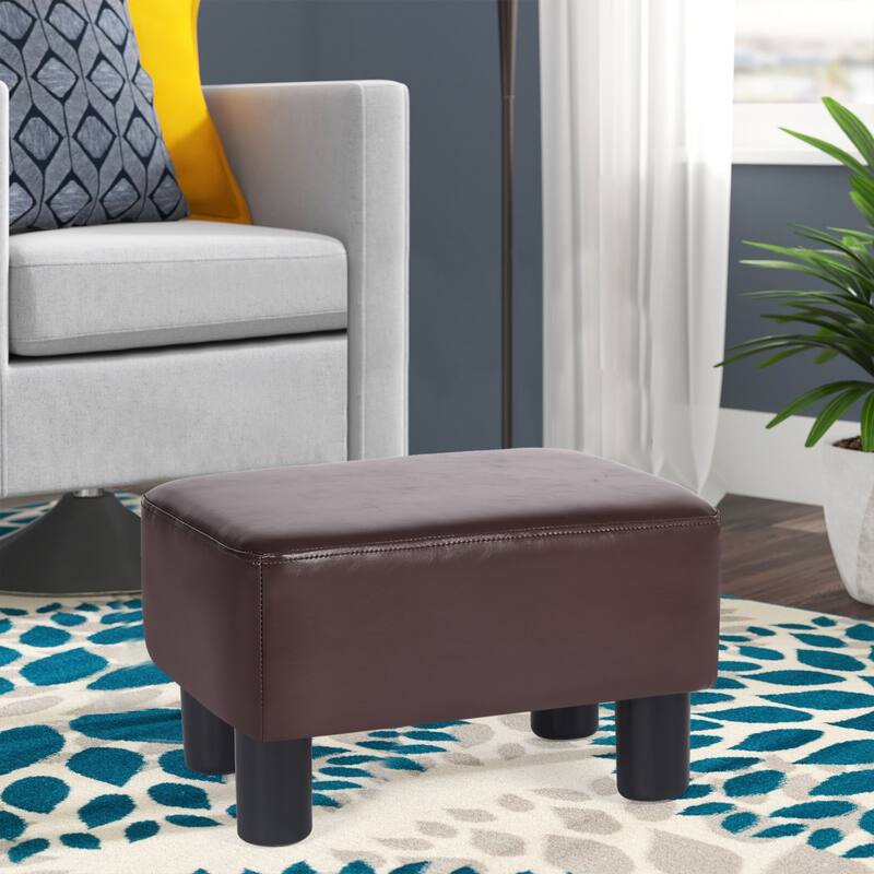 Adeco Small Rectangle Footstool PU Leather Ottoman Footrest Modern