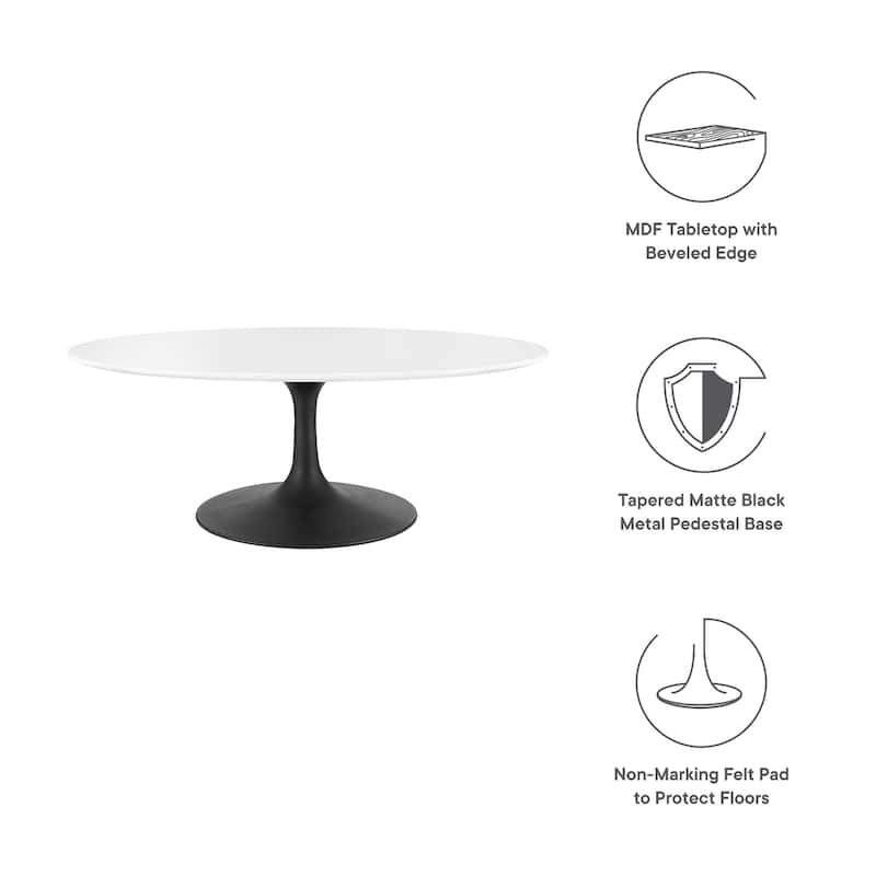 42" Oval-Shaped Wood Coffee Table, Black White