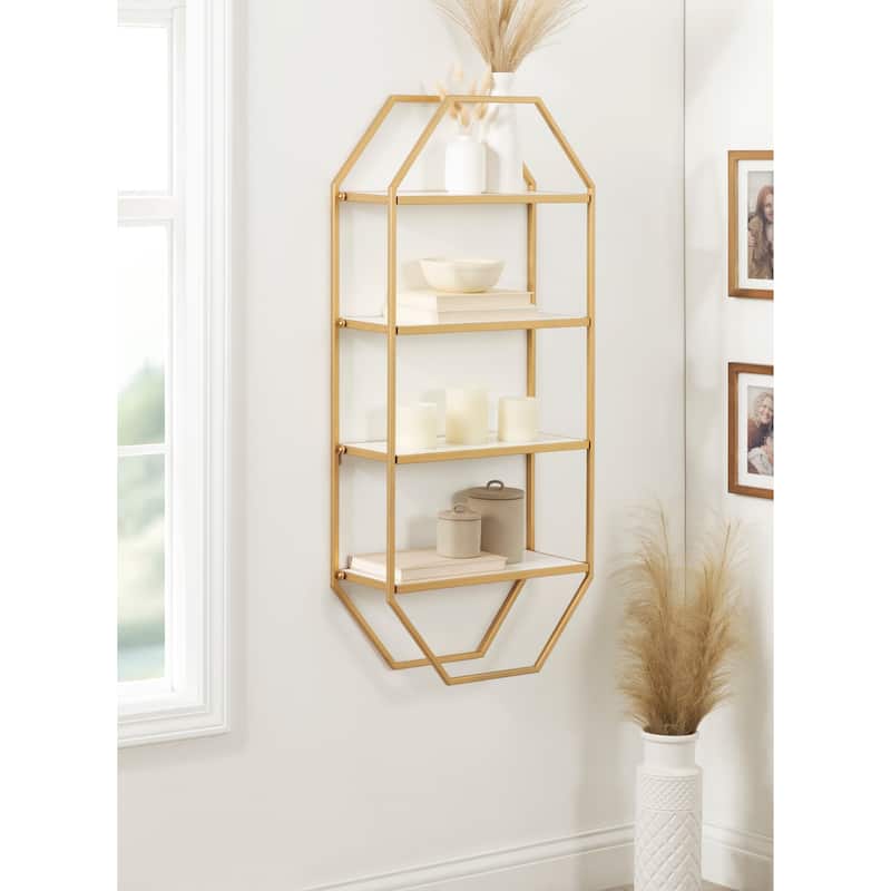 Kate and Laurel Adela Rustic Wood and Metal Wall Shelf
