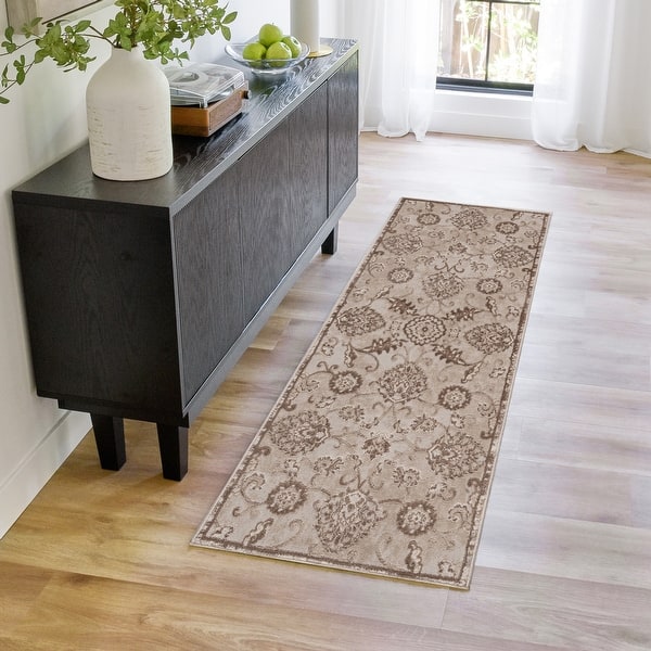 slide 2 of 8, Gertmenian Flora Transitional Casual Modern Soft High-Low Polypropylene Polyester Indoor Area Rug Collection 2' 2" x 6' - Jolene Beige - Runner