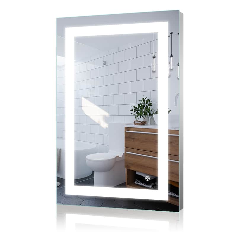 LED Bathroom Vanity Mirror Wall Mounted Anti-Fog Dimmable Mirror Vertical & Horizontal Hang