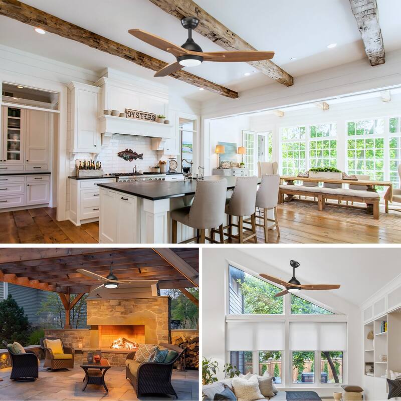 52 in. Indoor/Outdoor Brown Retro 5-Palm Leaf Shaped Blades Tropical Ceiling Fan without Light