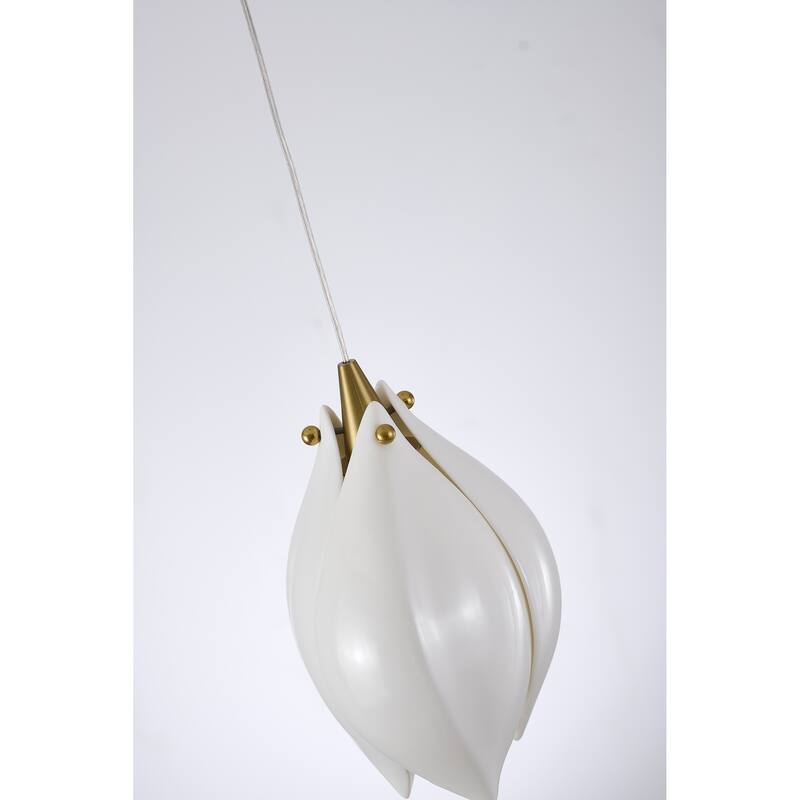 1-Light Bronze Single Pendant With A Cream Ceramic Flower