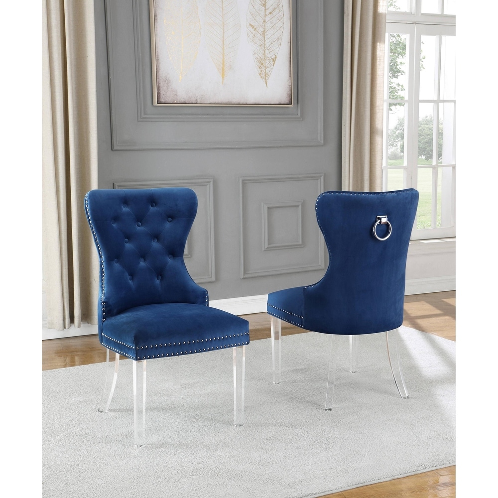 Blue acrylic hotsell dining chairs