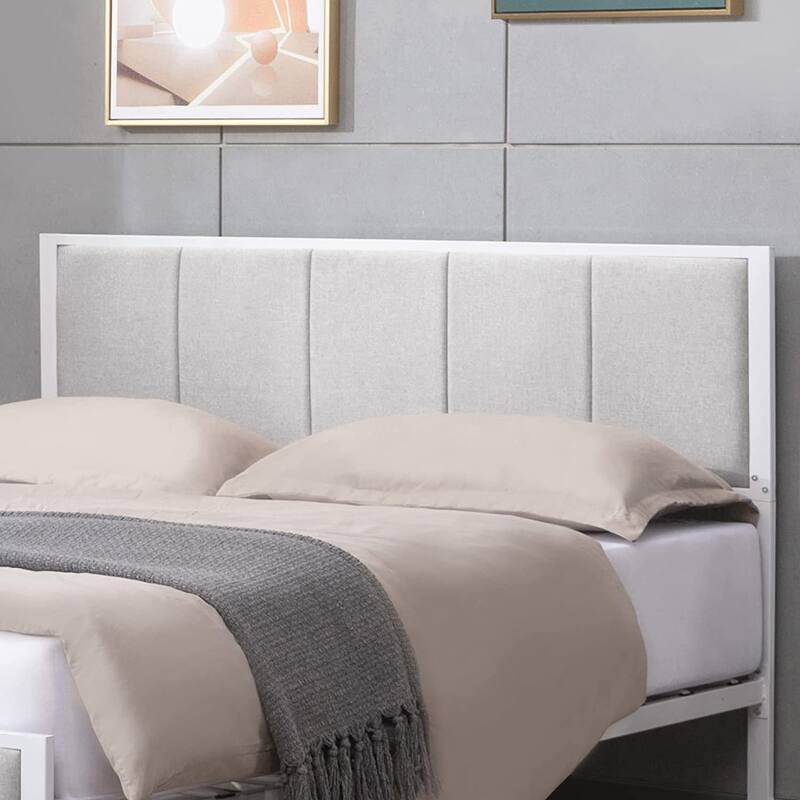 Mixoy Bed Frame, Linen Upholstered Platform Bed Bedroom, Bed Frame with Channel Tufted Headboard, No Box Spring Needed