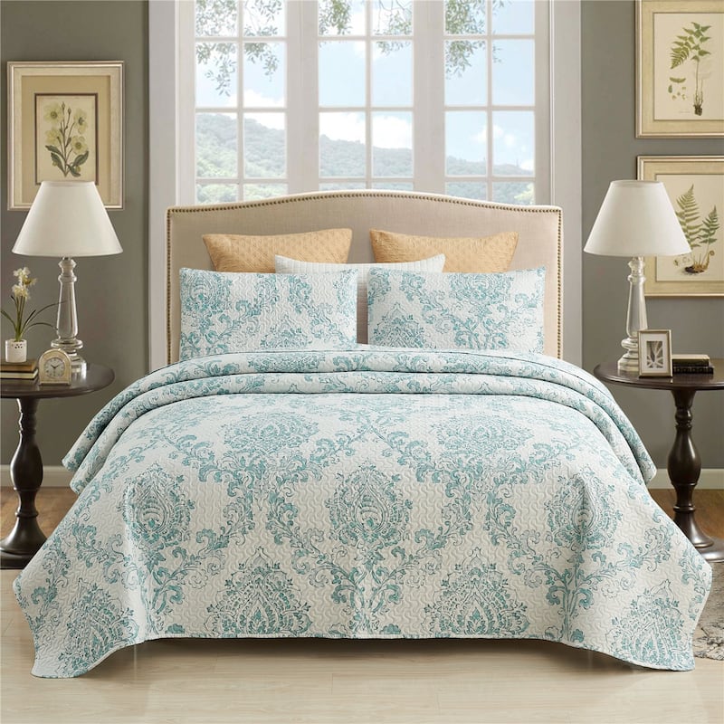 Vintage Rose Reversible Quilt Set, Bedspread, Coverlet