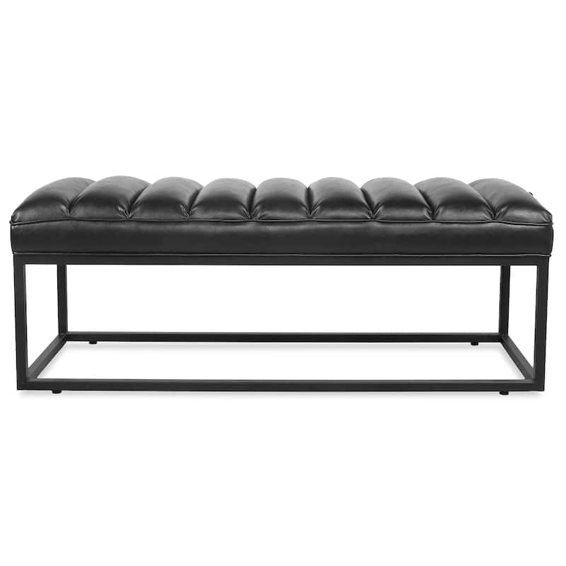 Tala Modern Upholstered Bench with Metal Base by GDFStudio