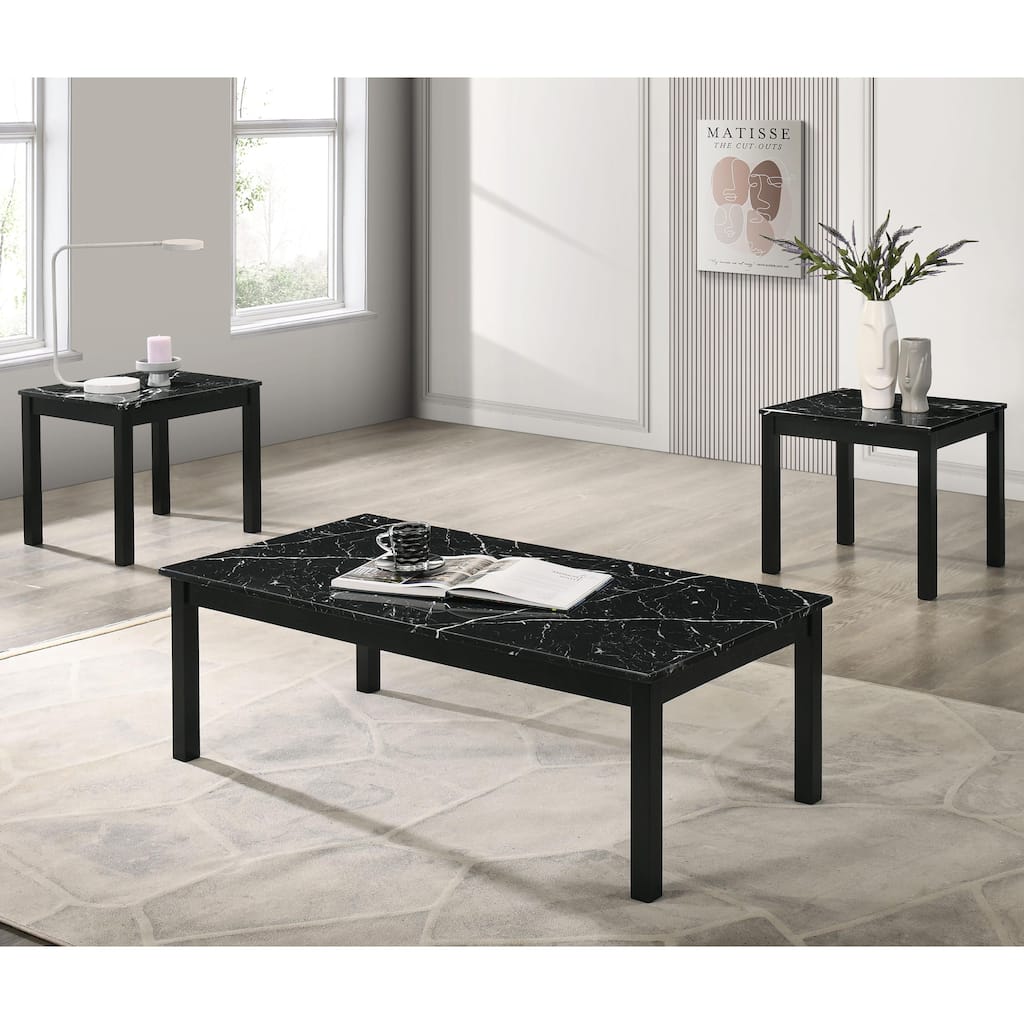 Furniture of America Sonnet Modern 3-Piece Wood Coffee Table Set with 2 End Tables