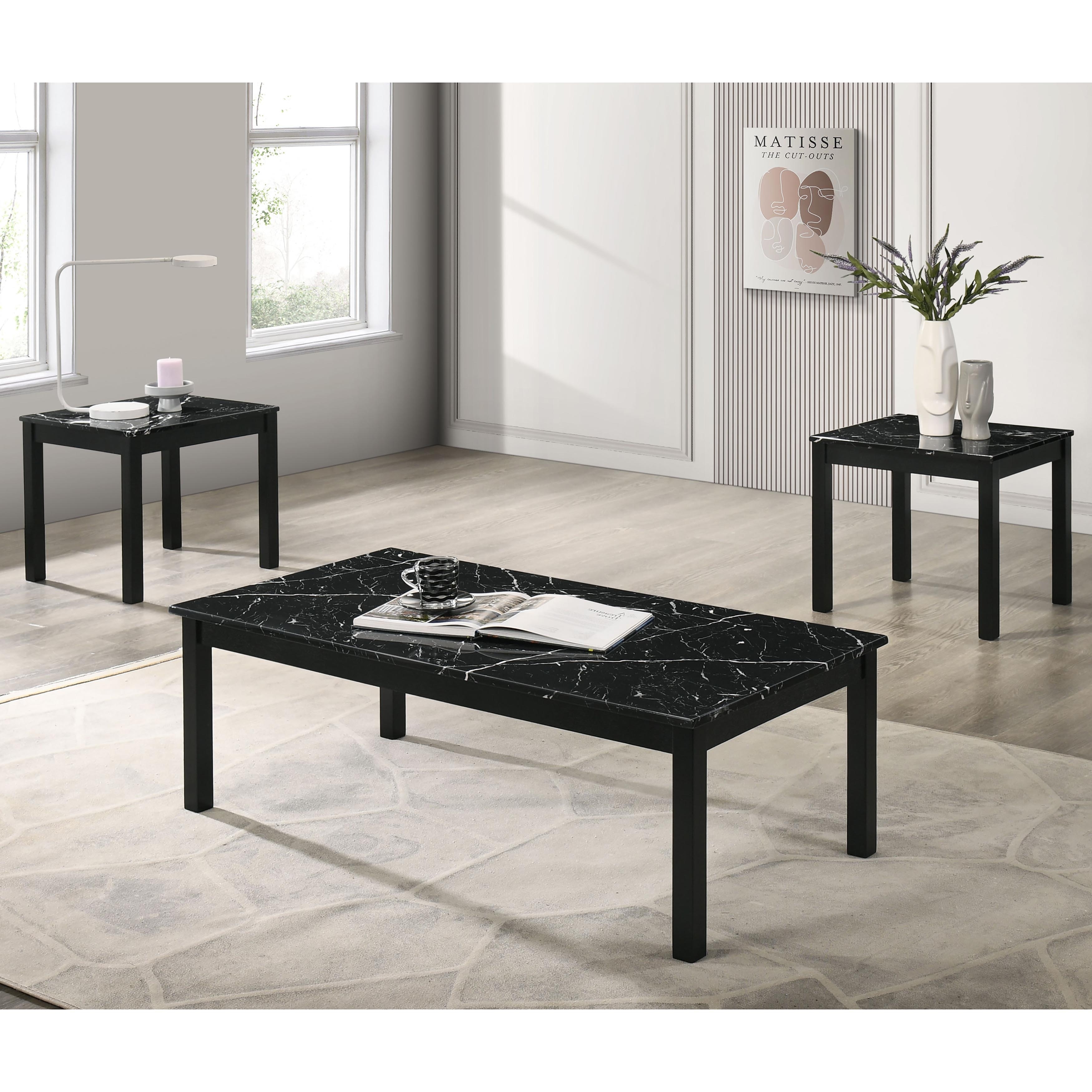 Furniture of America Sonnet Modern 3-Piece Wood Coffee Table Set with 2 End Tables