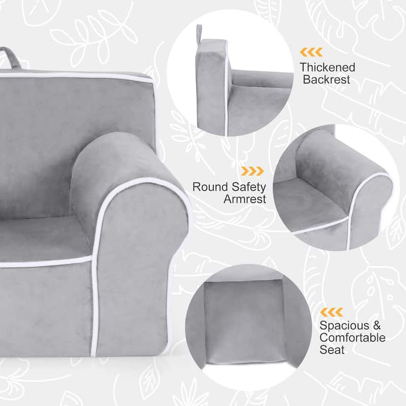 Kids Sofa Toddler Foam Filled Armchair w/ Velvet Fabric Baby