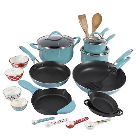 24-Piece Cookware Combo Set, Turquoise
