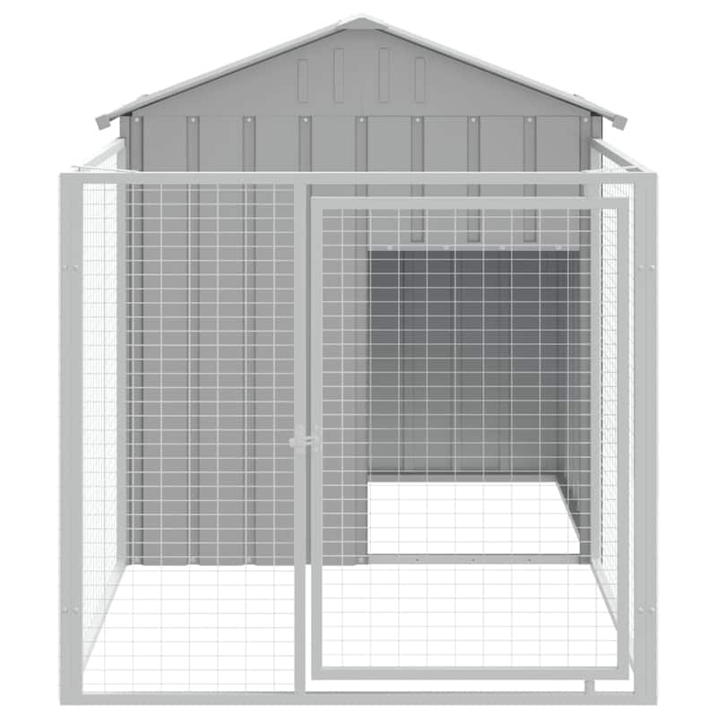 vidaXL Dog House with Run Light Gray/Anthracite multisize Galvanized Steel