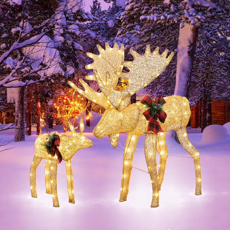 Futzca Christmas Light Holiday Reindeer & Sleigh
