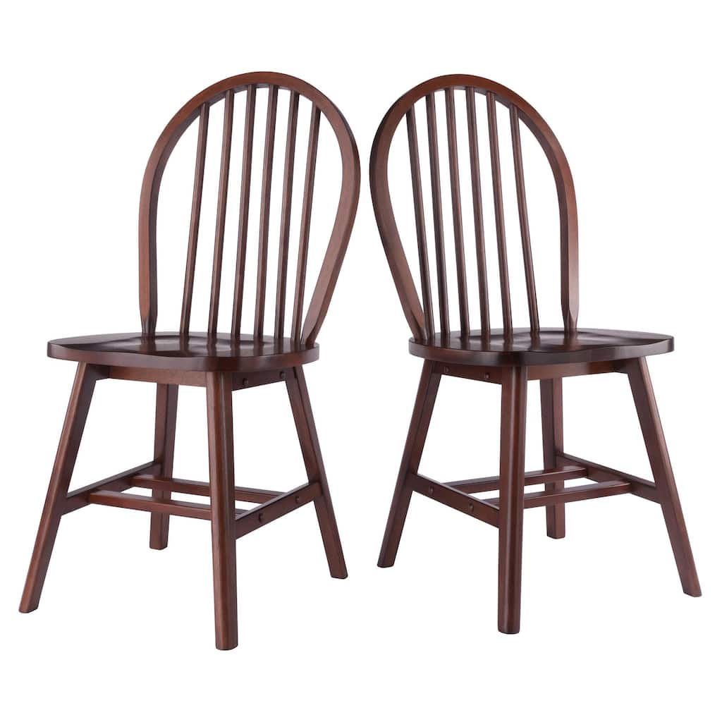 Spindle Arched Back Chair Set - 36.75 - Walnut Brown - Set of 2