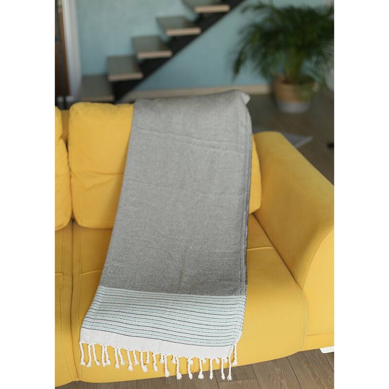 Turkish Cotton Handwoven Single Throw Blankets with Tassels