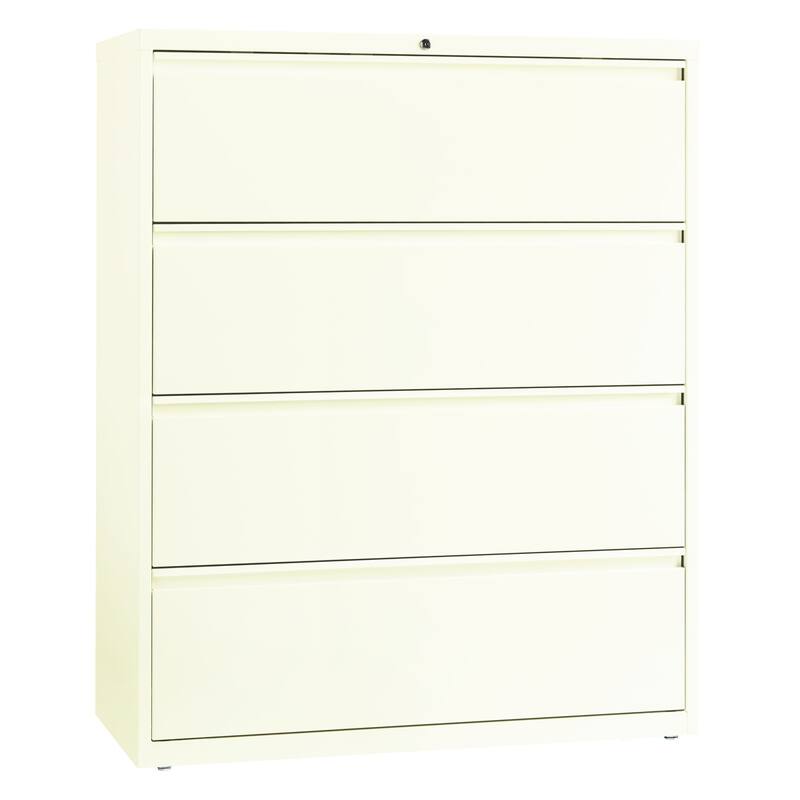8000 Series 42" Wide 4-Drawer Lateral File Cabinet, Light Gray - Off-White