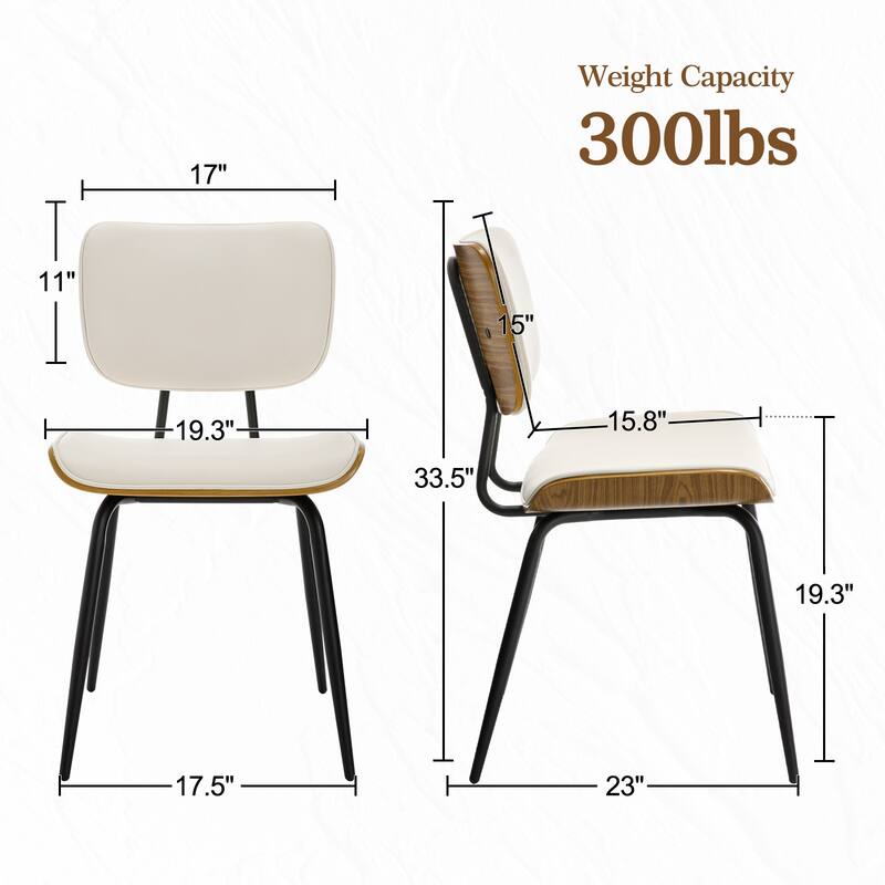Faux Leather Upholstered Dining Chairs Set of 2/4 - 33.5" H x 17.5" W x 23" D