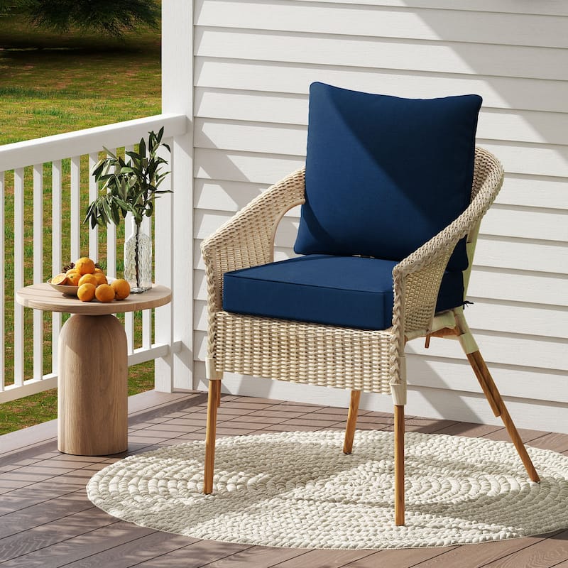 Deep Seat Chair Cushions with Backrest and Tie Belts for Patio or Home - 25" x 25" x 6"