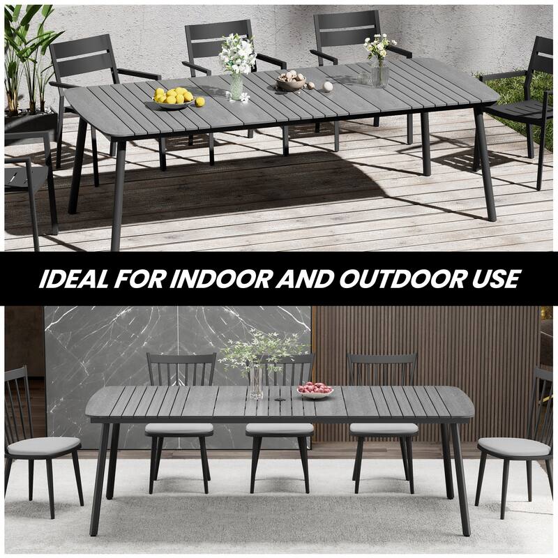 Outdoor Patio Dining Table Rectangular Aluminum Outdoor Table for 6/8/10 Person