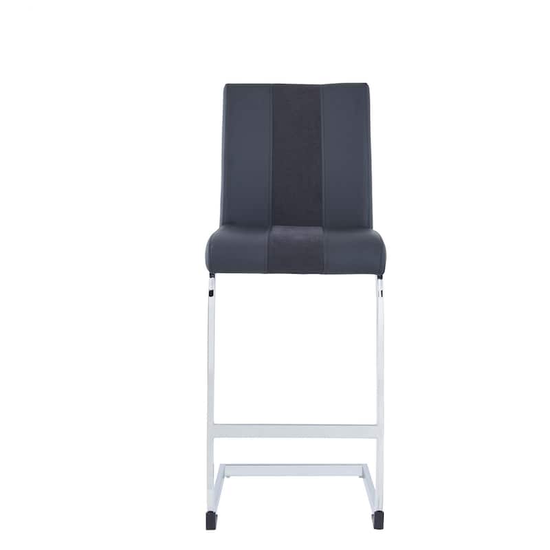 HomeRoots Set of Four 26" Gray And Silver Metal Low Back Counter Height Bar Chairs With Footrest