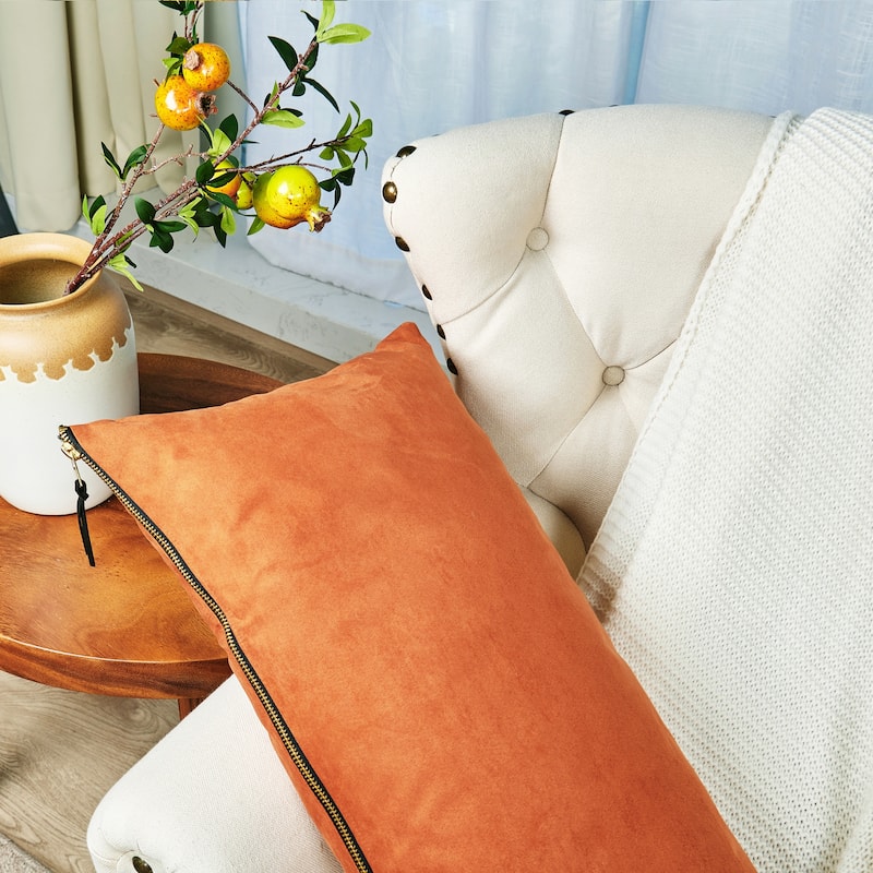 Suede 2 Piece Pillow Shell Set with Big Zipper, NO INSERT