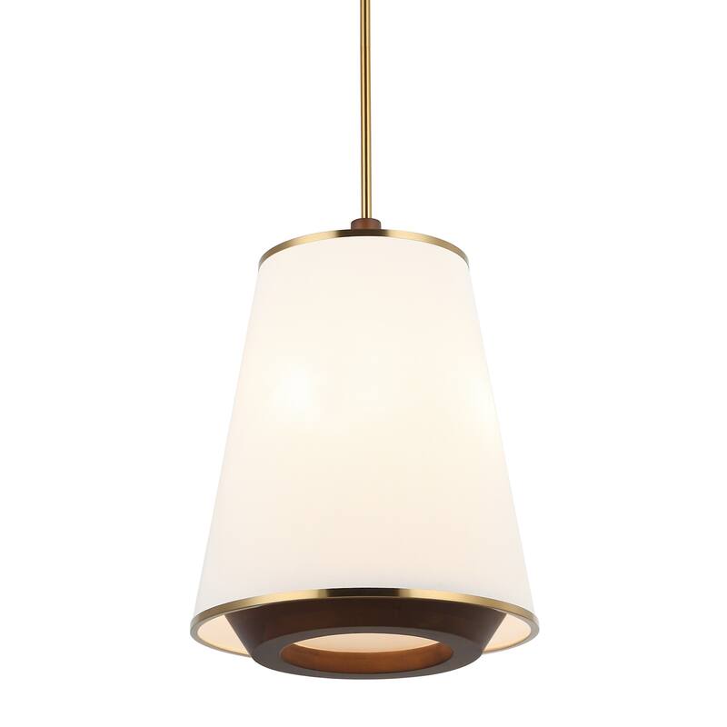 Varaluz Desert Flyer 3-Light Pendant - Satin Brass/Medium Walnut - Brass, Natural, Brown