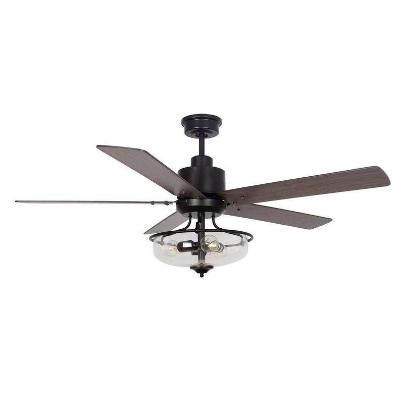 52" 5-Blade Matte Black Reversible Ceiling Fan with Light