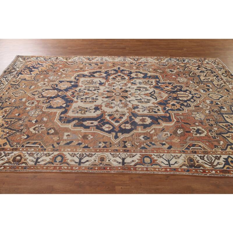 Orange Bakhtiari Persian Vintage Area Rug Handmade Wool Carpet - 7'0"x 10'4"
