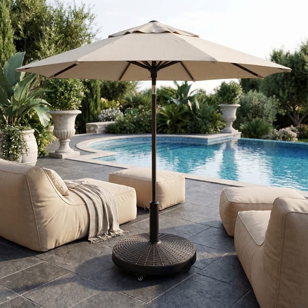 base for curved patio umbrella Ledge Lounger Steel Plate Base, Silver Mist / 50lbs (without wheels) Keep your patio umbrella stable while enhancing your outdoor dcor with this Christopher Knight Home round tile umbrella base 13.40 in. Round Resin Patio
