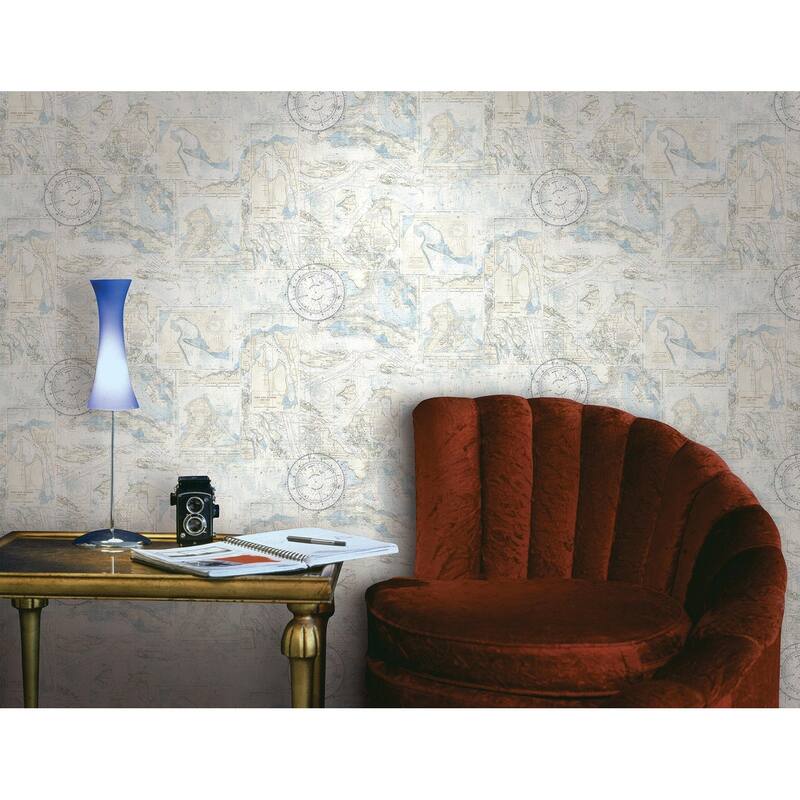 Seabrook Designs Nantucket Map Unpasted Wallpaper