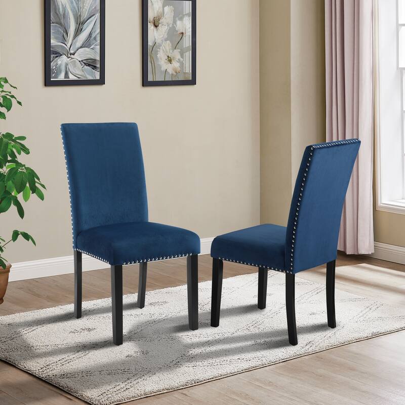 5-Piece Round Black Dining Table & Chairs Set with Blue Velvet Upholstered Dining Chairs for Dining Room