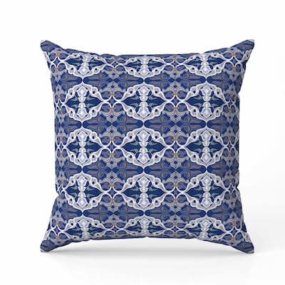 Floral Elegance Faux Suede Reversible Throw Pillow Blue and White