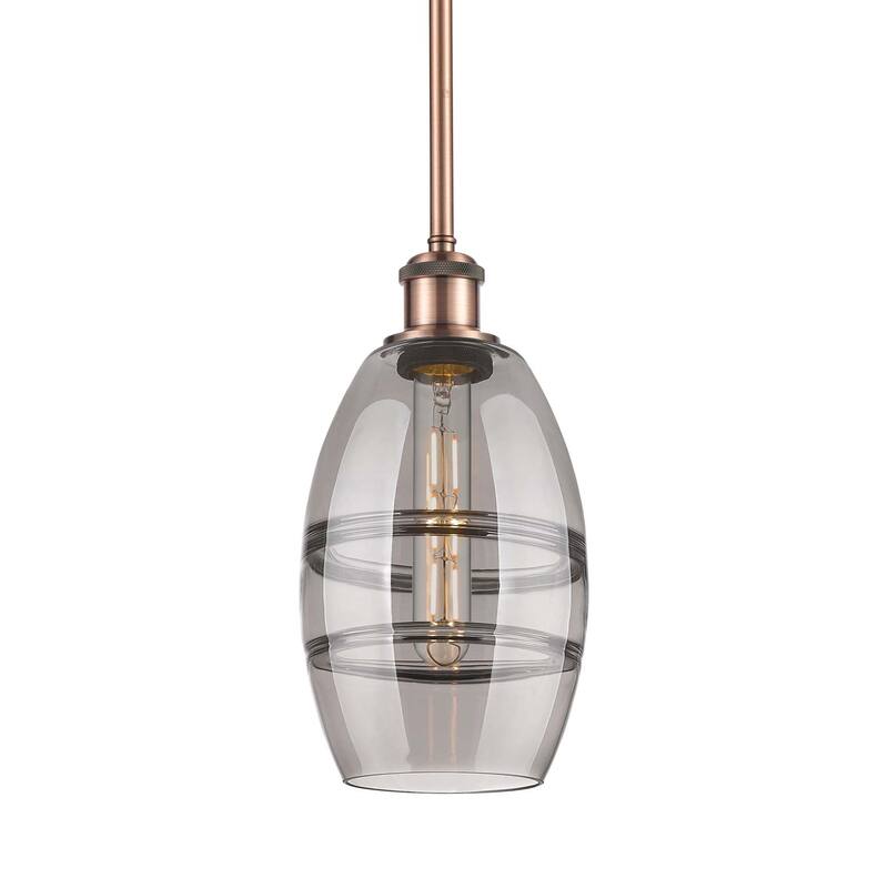Innovations Lighting 516-1S-9-6 Vaz Pendant Vaz 6" Wide Mini Pendant - Antique Copper / Light Smoke