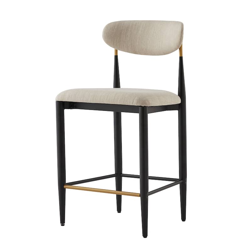 Christopher Knight Home - Livia Armless Bar Stool Set of 2 - Modern Fabric Upholstery with Sleek Black and Gold Metal Frame