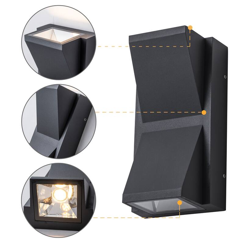 C Cattleya 2-Light Integrated LED Matte Black Aluminum Outdoor Wall Sconce Light