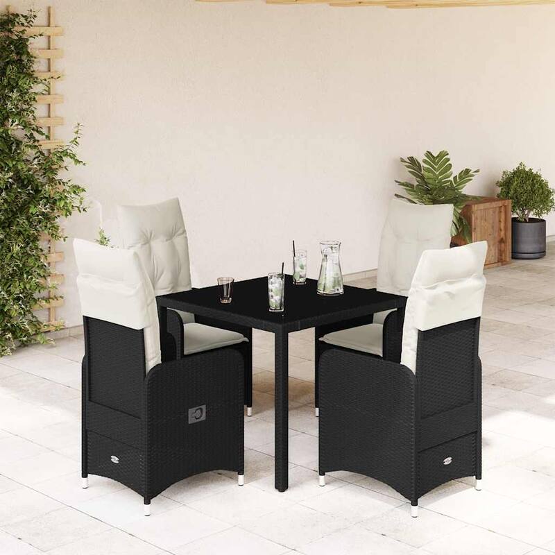 vidaXL Bistro Set Black - 21.5 x 23.0 x 36.2 - Black Without footrest Four-seater