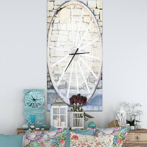 Designart 'Old Vintage Broken Wood Wheel' Oversized Farmhouse Wall CLock